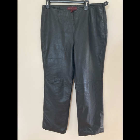 Vintage Margaret Godfrey flat front leather pants.